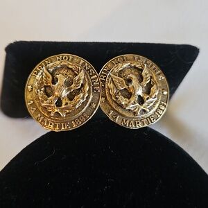 Vintage Cora Screw Back Goldtone Eagle Earrings